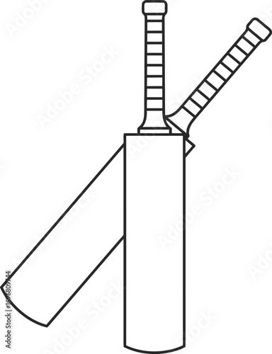 Simple Outline Style Cricket Bat Illustration Sports Equipment Icon