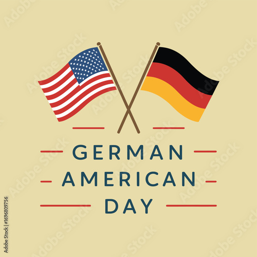 Vector art of german american day celebration with flags of germany and usa crossed with text