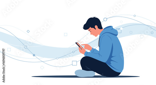 Young Person Using Smartphone, Engaging With Modern Technology and Connectivity Seamlessly