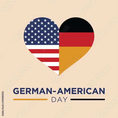 Vector art of germanamerican day heart symbol with flags of germany and usa, representing friendship and unity between the two nations