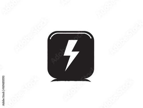 Free Download Orange lightning bolt app icon with energetic modern design pure white backdrop. - GFXLoad
