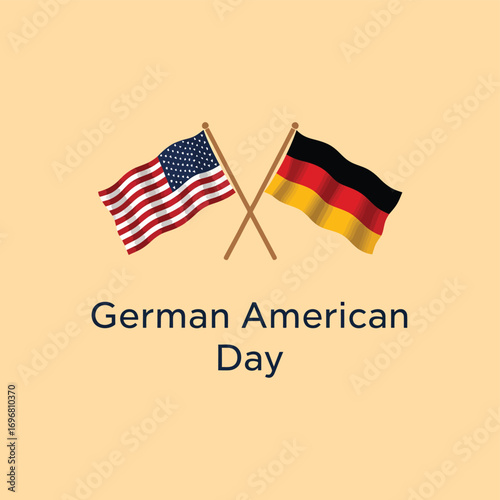 Vector art of two crossed flags, the american and german, represent germanamerican day on a neutral background