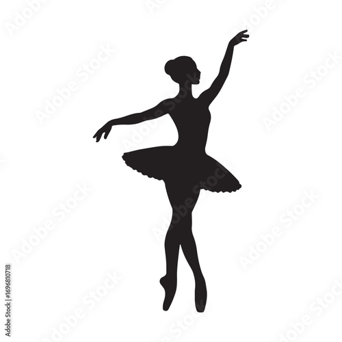 Silhouette of a Ballerina Standing on Tiptoe in Elegant Pose