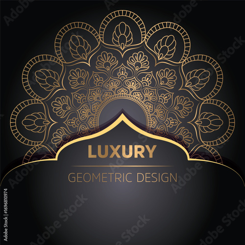 Luxury ornamental mandala design background in gold color 