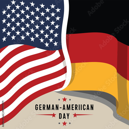 Vector art of germanamerican day depicted with the flags of germany and the united states, highlighting cultural exchange and bilateral relations