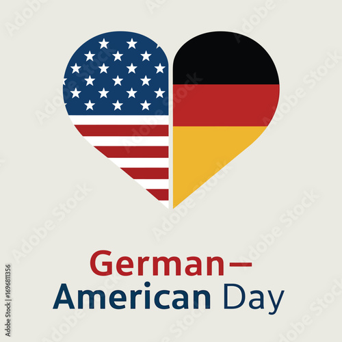Vector art of german american day heart symbol with american and german flags combined, celebrating cultural heritage and unity between the two nations