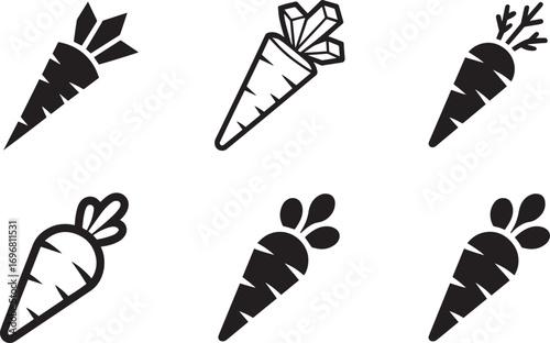 Carrot Icon Set Vector Illustration Vegetable Root Food Healthy Diet Nutrition Agriculture