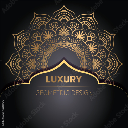 Luxury ornamental mandala design background in gold color 