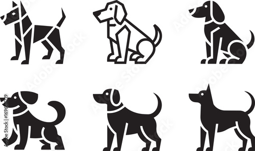 Dog Icons Set Pet Animal Pictograms Canine Breed Vector Illustration Isolated on Background