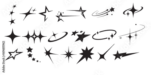 Star Silhouette Vector Set Decorative Sparkle and Comet Shapes