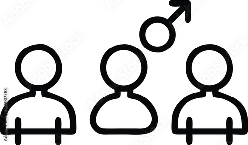 Icon Representing a Group of Men with a Male Symbol Above