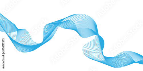 Minimalist abstract geometric curved business concept poster with line wave or blending wave lines, abstract wavy purification air curve wind cyberspace flow neon light effect wave or blending line.