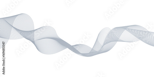 Minimalist abstract geometric curved business concept poster with line wave or blending wave lines, abstract wavy purification air curve wind cyberspace flow neon light effect wave or blending line.