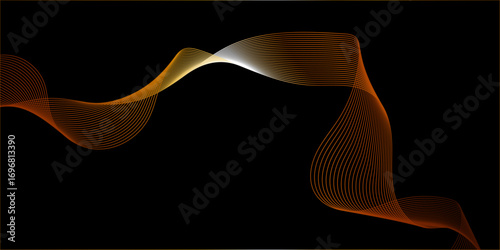 Minimalist abstract geometric curved business concept poster with line wave or blending wave lines, abstract wavy purification air curve wind cyberspace flow neon light effect wave or blending line.
