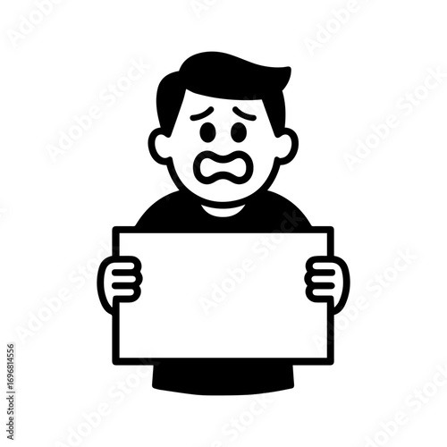 character emotion man with a poster fear vector on white background
Vector icon character with emotion
