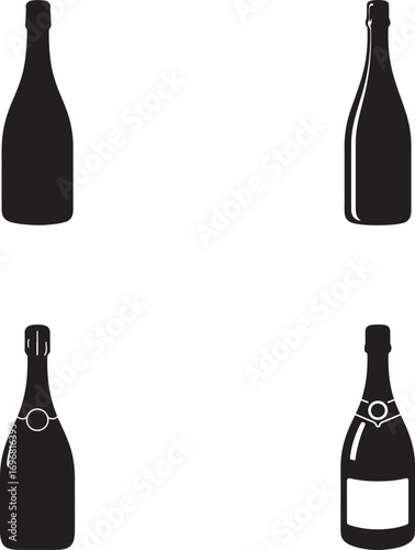 wine bottle silhouette on white background