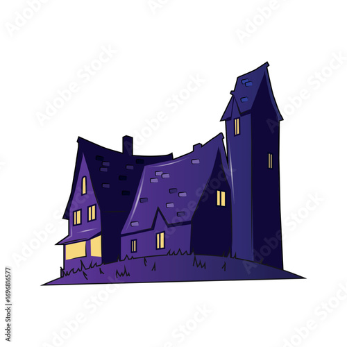 Scary gloomy castle on a white background - Vector illustration