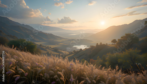 Beautiful nature sunrise in mountains