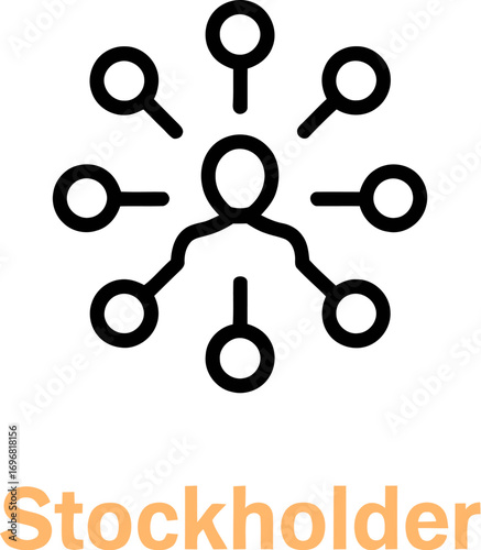 Abstract representation of a person connected to multiple ideas or people, symbolizing networking and influence.