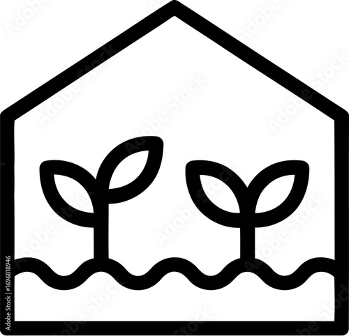 Greenhouse icon symbolizing growth and cultivation of plants