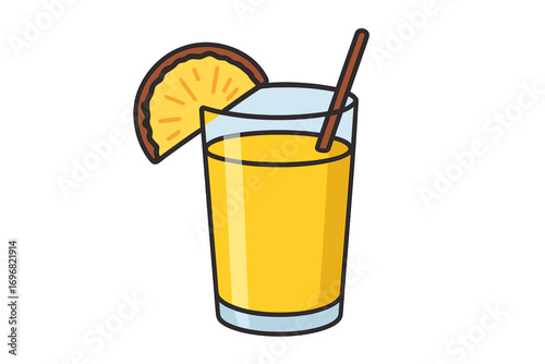 Refreshing orange juice beverage in glass with pineapple garnish glass of pineapple juice