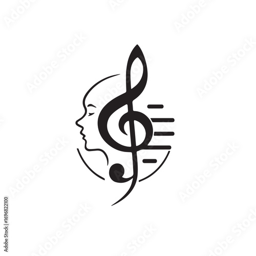 treble clef on white background