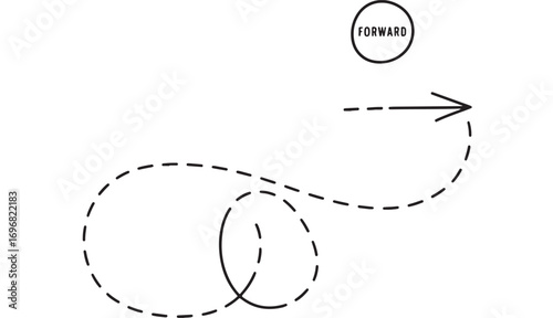 Abstract Curved Arrow Path, Circular Trajectory, Looped Movement, Forward Progress, Target, Goal, Success, Business Concept, Infographic Element, Illustration