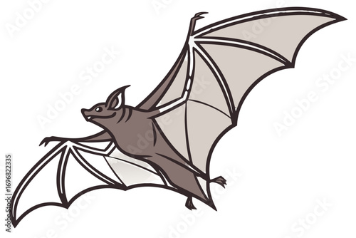 A cartoon bat in flight