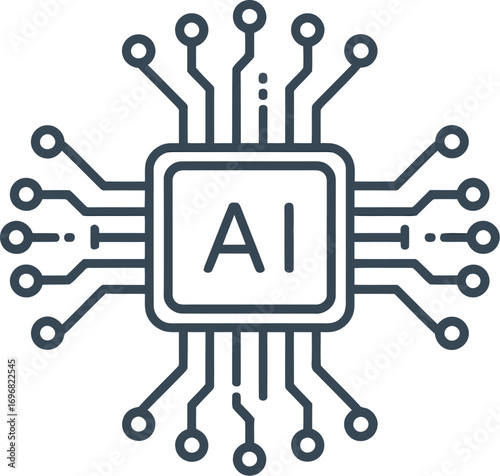 Futuristic AI microchip symbolizing artificial intelligence and advanced technology.