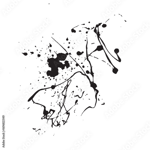 Abstract Black Ink Splatter and Drips
