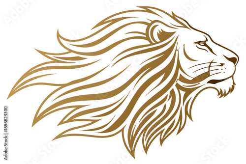 Golden lion head illustration