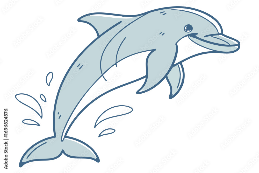 Naklejka premium Happy dolphin leaping from the water with splashes