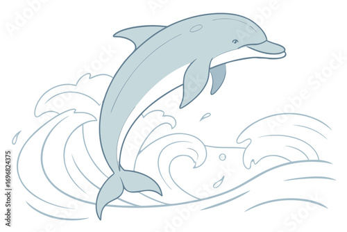 Dolphin jumping over waves
