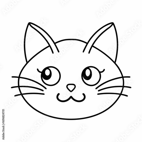 Cat Head Outline Vector Design