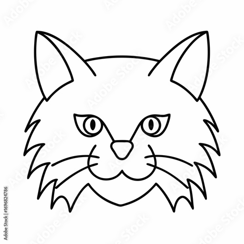 Cat Head Outline Vector Design