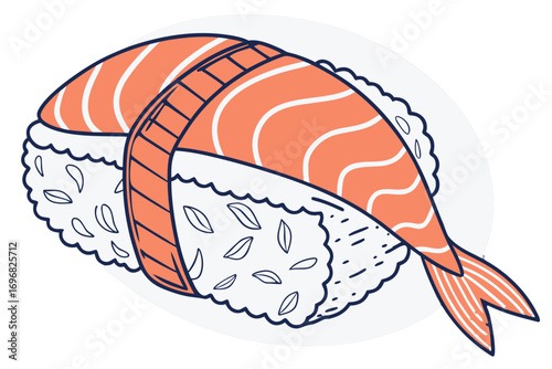 Salmon sushi roll with shrimp