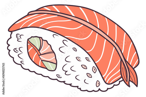 Salmon sushi roll with cucumber