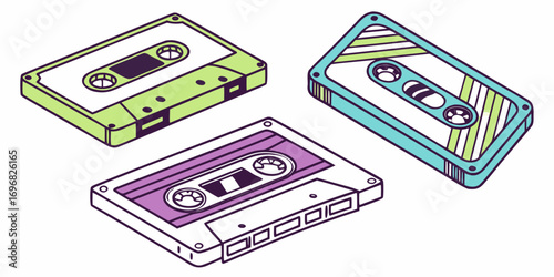 Collection of colorful vintage cassette tapes