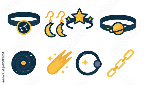 Cleaning tools linear icon set. featuring spray bottle, cloth, broom, dustpan, gloves, vacuum, mop, and bucket