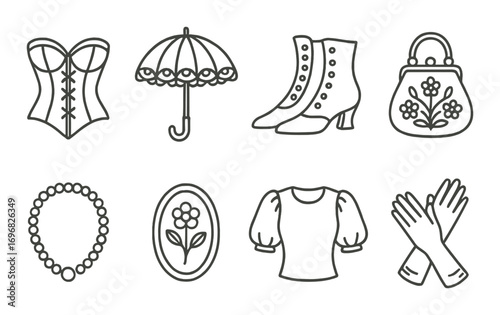 Delivery and shipping flat icon set. featuring truck, courier, route, location, package, and warehouse symbols