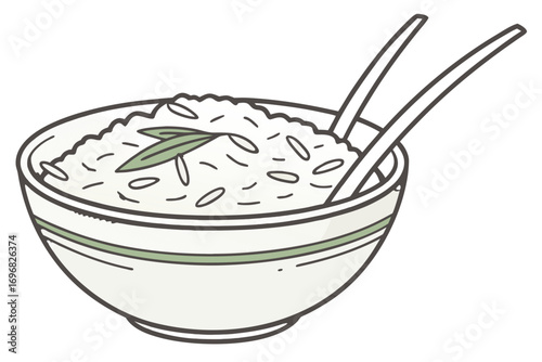 Bowl of rice with chopsticks