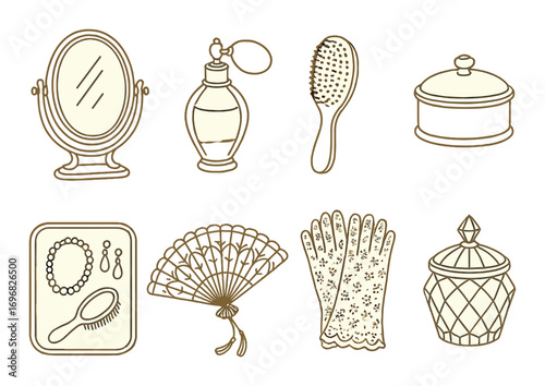 Music equipment linear icon set. featuring gramophone, vinyl, piano keys, sheet music, radio, music stand, tuning fork, cello