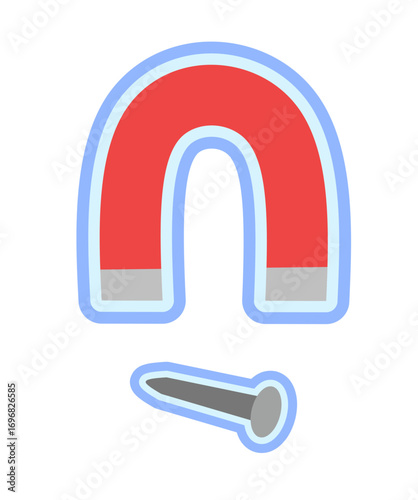 Cute Flat Design Horseshoe Magnet. Perfect for science, physics, attraction, education, or playful design elements.