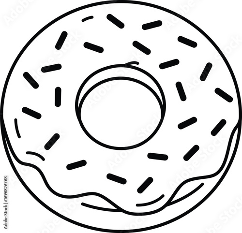 Simple Line Drawing Donut with Sprinkles Sweet Treat Icon