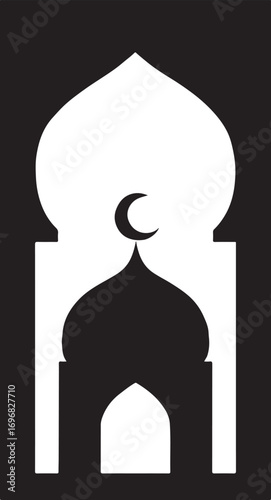 Mosque entrance illustration silhouette EPS, Islamic doorway vector for spiritual and religious design.