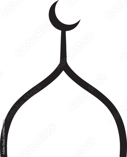 Mosque dome outline silhouette EPS, Islamic architecture vector for spiritual and religious design.