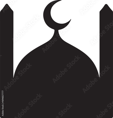 Mosque top view silhouette EPS, Islamic architecture vector for spiritual and religious design.
