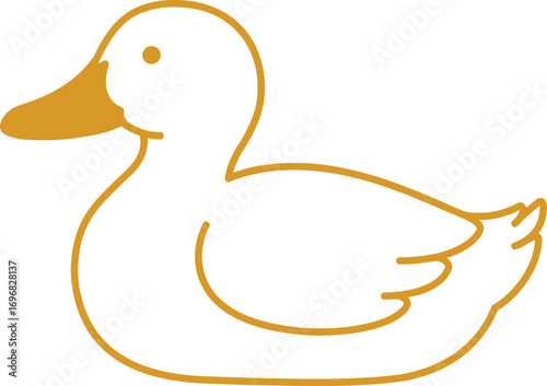 Simple Line Art Duck Illustration with Soft Yellow Color Scheme Animal Icon