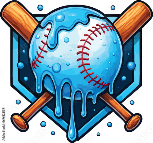 Ice Cream Drip Baseball Vector