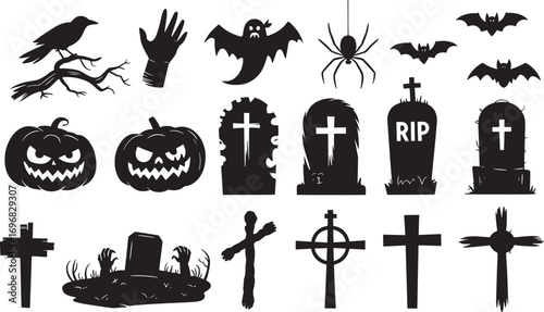 Halloween icons set collection